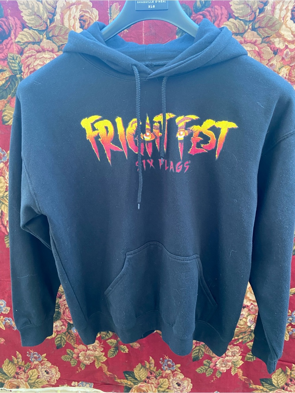 Fright Fest Six Flags Black Pullover Hoodie Vintage Y2K style